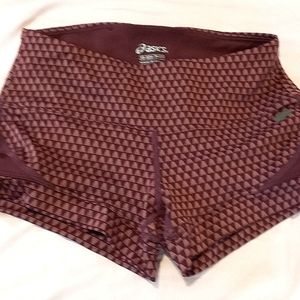 ASICS bike shorts-XS-maroon geometric pattern